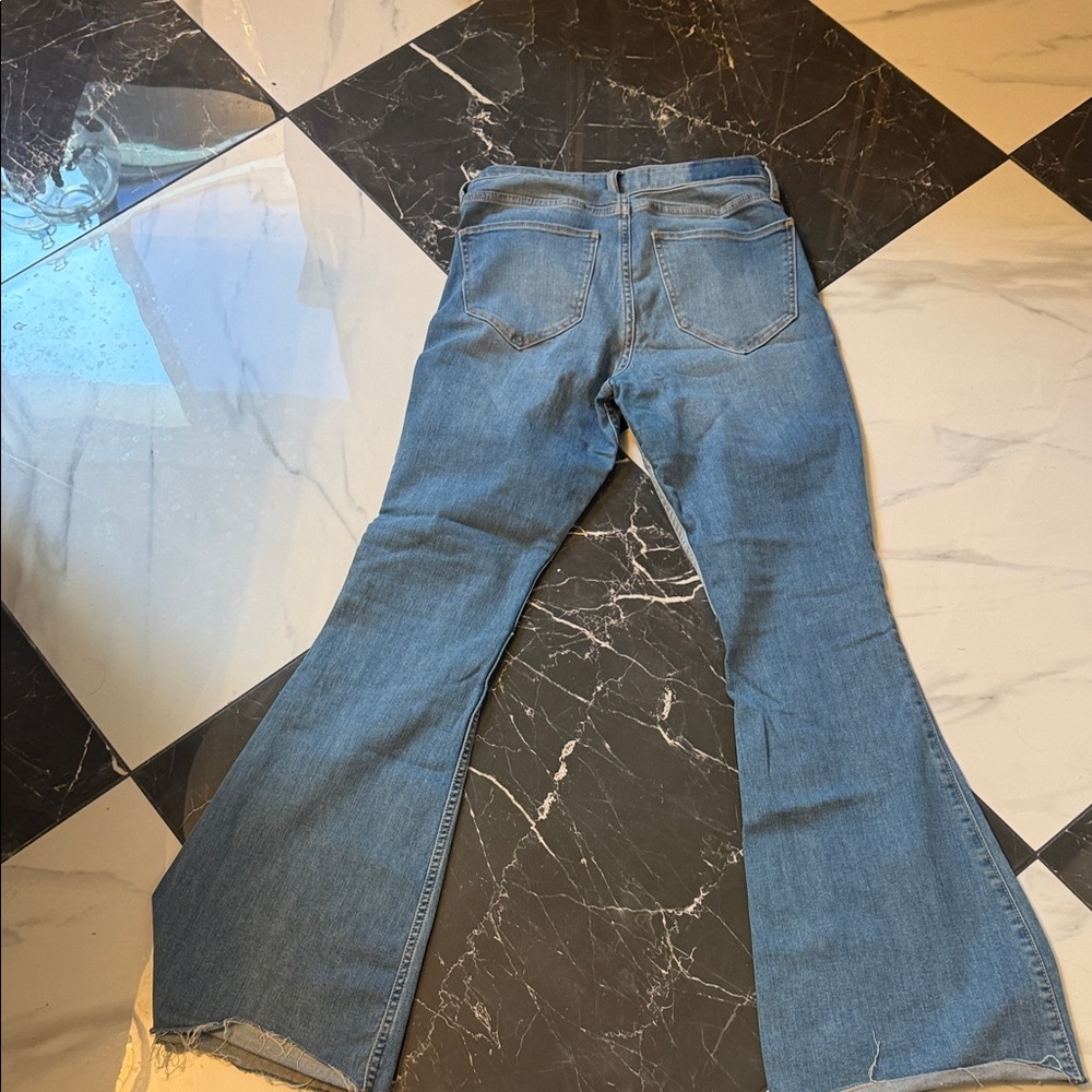 Patchwork Flare Jeans - Blue - image 5